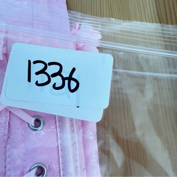 Pink Corset Lace Up Coquette Dainty Dollette Bows Ruffle Fashion Corset - Picture 7 of 7